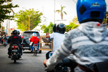 Driving on a local steet in Indonesia