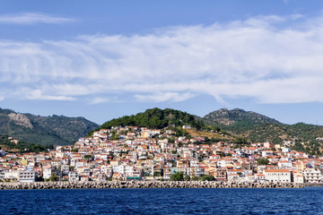 Fototapeta na wymiar The picturesque town of Plomari, in Lesvos island, Greece