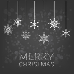 Fototapeta na wymiar Merry Christmas background with hanging snowflake
