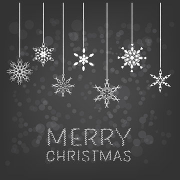 Merry Christmas background with hanging snowflake