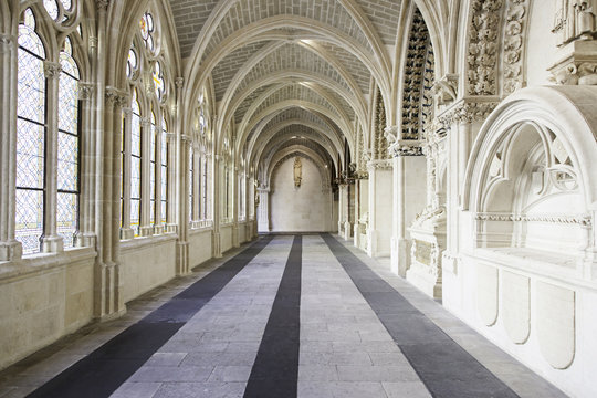Interior of an old Gothic cloister