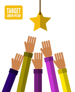 Hands try to holding the star. Competition concept. vector