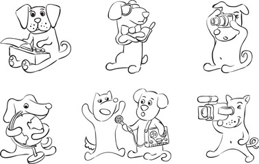 whiteboard drawing - cartoon dogs characters