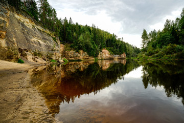 Fototapeta premium sandstone cliffs in the Gaujas National Park, Latvia