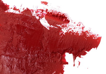 red grunge brush strokes oil paint isolated on white