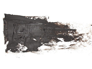 photo black grunge brush strokes oil paint isolated on white