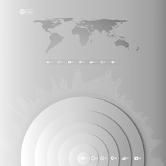 World map in perspective, infographic vector template for