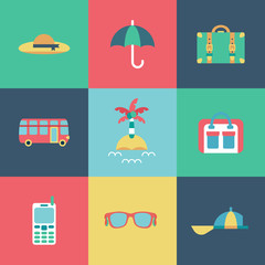 Travel flat Icons set