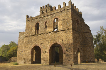 Fototapeta na wymiar Medieval fortress in Gondar, Ethiopia.