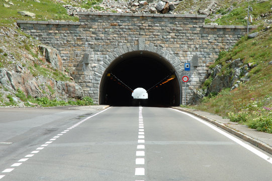 Tunnel on Sustenpass in Alps in Switzerland