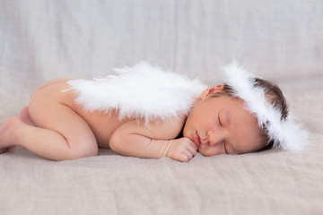 Cute sleeping newborn angel's character - 75042062