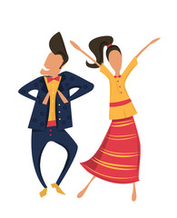 Naklejka premium Hipsters dancing in retro clothes