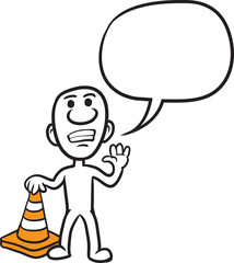 doodle small person - standing with orange traffic cone