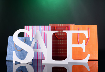 Sale on green background