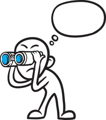 doodle small person - looking in binoculars