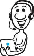 doodle small person - sitting with laptop