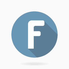 White letter F Vector Icon With Flat Design