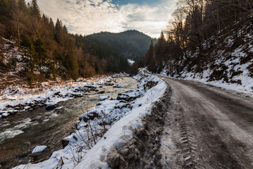 Fototapeta na wymiar Small river in winter