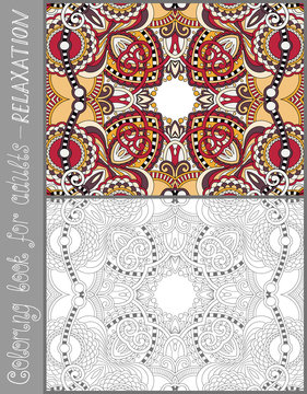 unique coloring book page for adults - flower paisley design