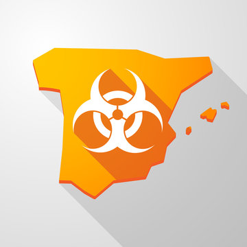 Spain map icon with a biohazard sign