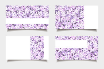 Business cards with lilac flowers. Vector illustration.
