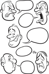 whiteboard drawing - various expressions emotion faces with spee