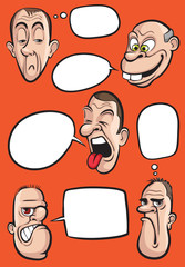 various emotion faces with speech balloons vector collection