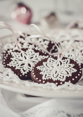 Fototapeta na wymiar christmas tree decoration - christmas cookies with royal icing 