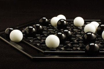 Low angle view of Abalone game in progress