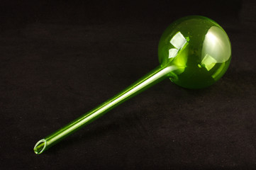 Green watering globe for house and garden plants and flowers