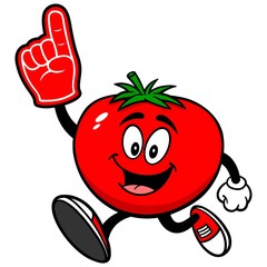 Tomato Running with Foam Finger