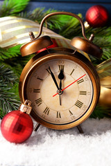 Alarm clock with Christmas decorations