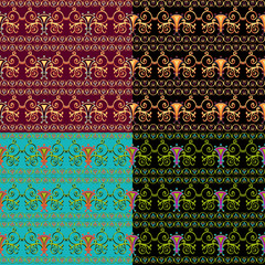 Set of seamless Byzantine patterns of different colors.