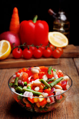 Healthy beans salad on table