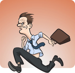 crazy running businessman