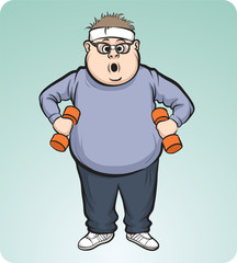 Obraz premium fat man training