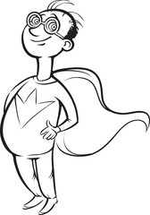 whiteboard drawing - cartoon smiling superhero