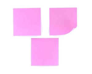 Pink note on white background