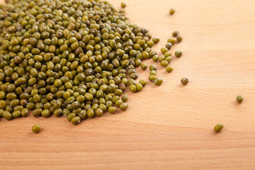 Mung beans on wood table