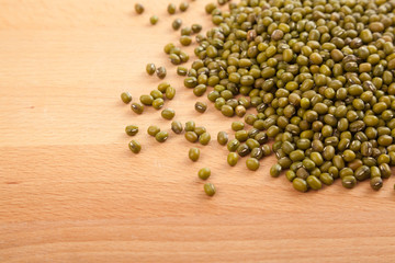Mung beans on wood table