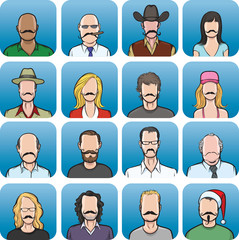anonymous faces with mustaches big collection