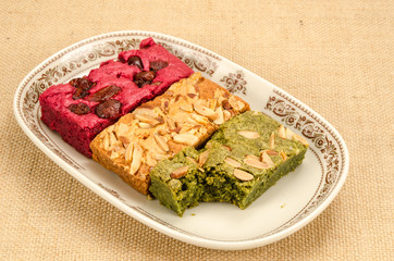 Three colour cakes