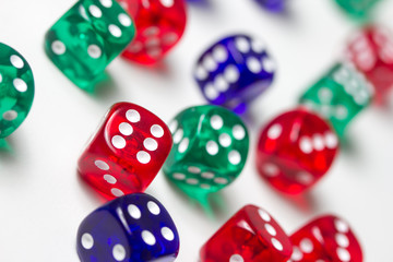 colorful dices background isolated on white