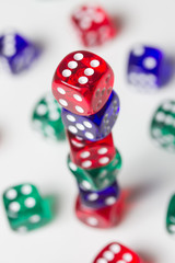 colorful dices background isolated on white