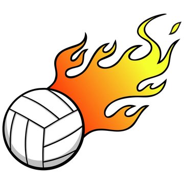 Volleyball with Flames