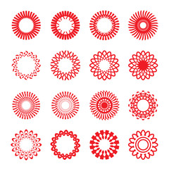 Set of red vector geometric stars