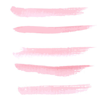 Fototapeta Hand drawn pastel  pink color watercolor brushstroke line
