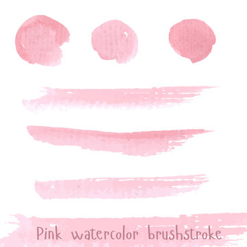 Fototapeta Hand drawn pink paint brushstroke watercolor