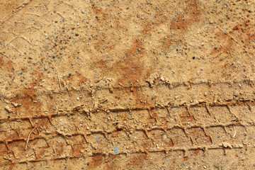 Tire track on the ground