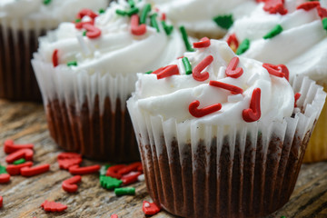 Chocolate and Vanilla Christmas Cupcakes